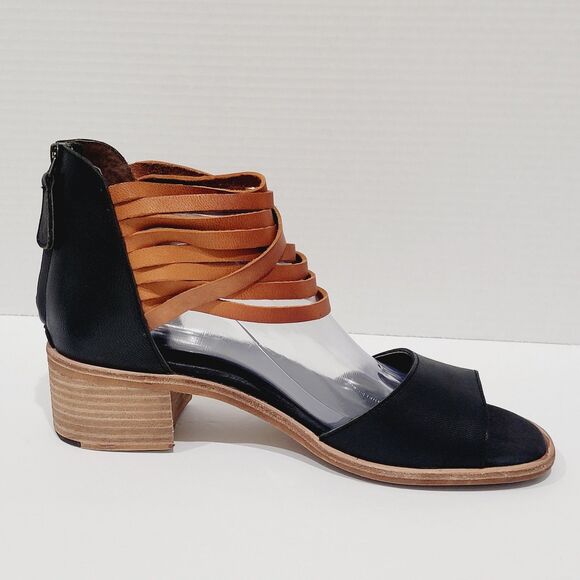 Gee WaWa Sandals Women Sz 10 M Black Brown Leather Ankle Strap Heels Hand Made - Picture 9 of 13